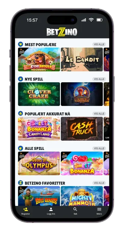 Version mobile du casino Betzino